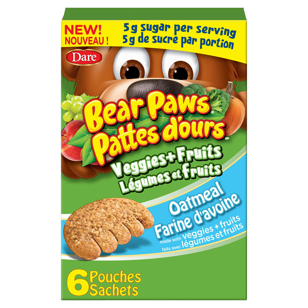 Bear Paws Fruit & Veggies Oatmeal Cookies, 168g/5.9 oz.